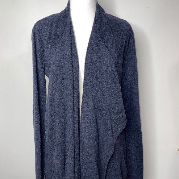 Barefoot Dreams Black Cozy Chic Lite Open Front Cardigan Knit Sweater S/M - Picture 2 of 13